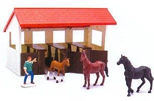 NEW05355D - Ferme en kit + chevaux  et 1 personnage - 1