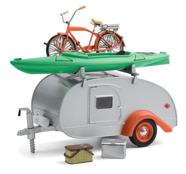 GREEN18460-B - Caravane TEARDROP avec Kayak vélo et accessoires - 1