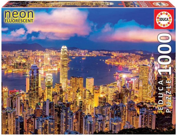 EDU18462 - Puzzle 1000 Pièces Hong Kong Fluorescent - 1