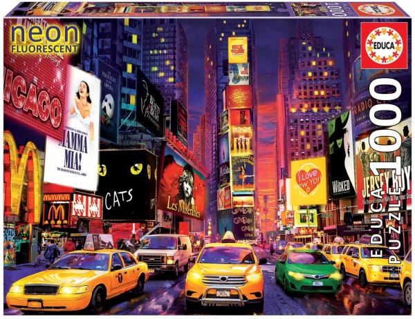 EDU18499 - Puzzle 1000 Pièces Times Square à New York Fluorescent - 1