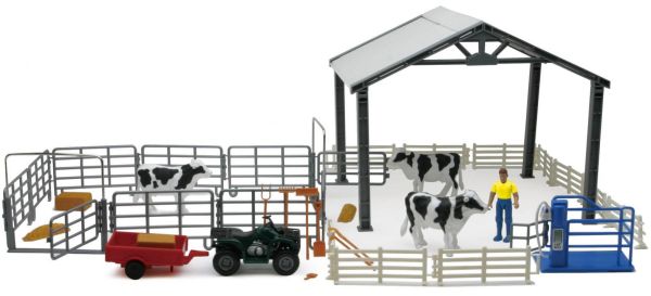 NEW05045 - Grand coffret de la ferme avec stabulation, vaches et accessoires - 1