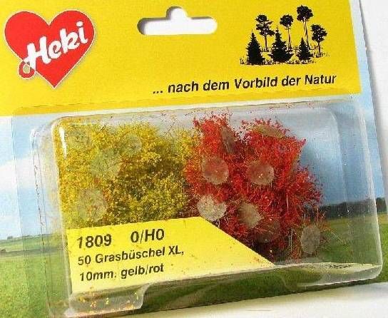 HEK1809 - 100 Touffes d'herbes jaunes et rouges 10 mm - 1