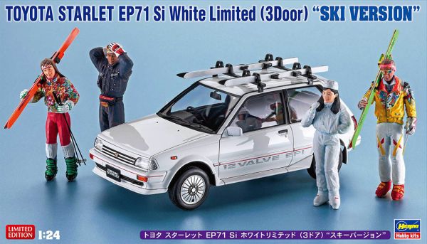 HAW20610 - TOYOTA Starlet EP71 Si Blanc avec figurines - version SKI à assembler et à peindre - 1