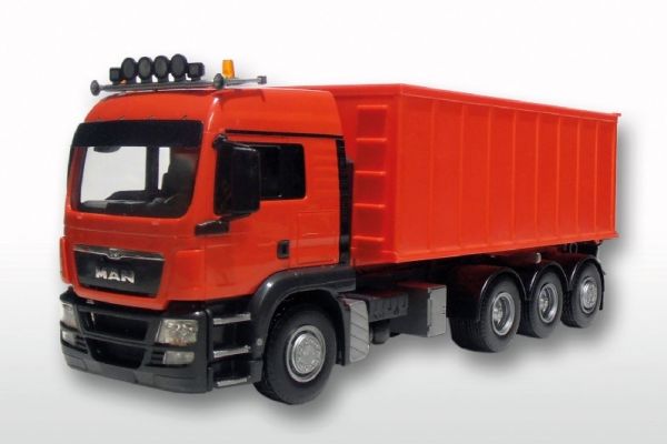 EMEK20898 - MAN TGS LX porteur 8x4 avec remorque 3 Essieux rouge - 1