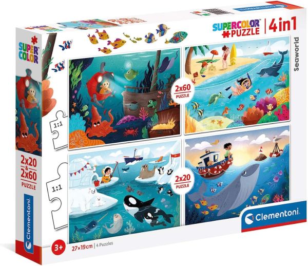 CLE21308 - Puzzles 2x20 et 2x60 pièces Le monde marin - 1