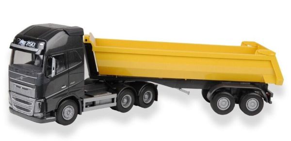 EMEK22359 - VOLVO FH04 GL 6x4 Noir avec benne jaune - 1