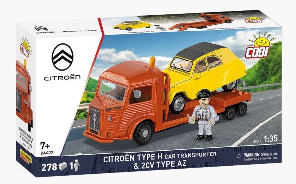 COB24627 - Camion porte voiture CITROEN Type H avec CITROEN 2CV type AZ jaune - 278 pièces - 1