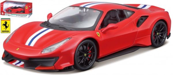 BUR26026RO - FERRARI 488 Pista  Rouge avec bandes blanche - 1