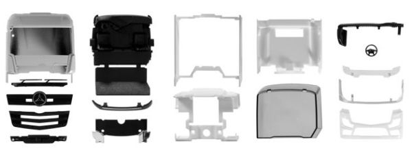 HER084383 - Lot de 2 Cabines MERCEDES Actros streamspace avec déflecteur Ech:1/87 En kit - 1