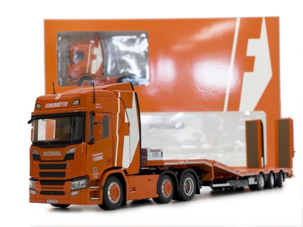 MAR2021-01 - SCANIA R500 6x2 avec porte engins 3 Essieux Orange FEHRENKOTTER édition - 1