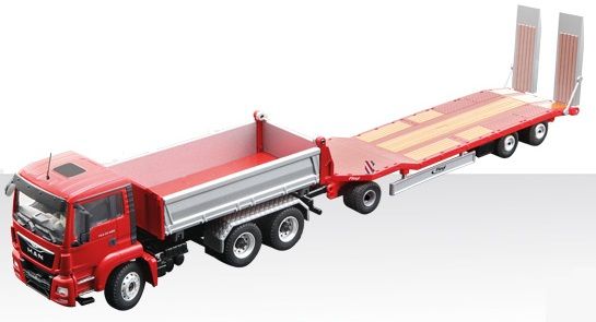 CON77222 - MAN TGS 6x4 Benne avec Porte engins FLIEGL 3 Essieux 