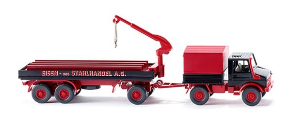 WIK050203 - UNIMOG U1700 4x2 avec remorque 3 Essieux équipée d'une grue EISEN & STAHLHANDEL A.G - 1