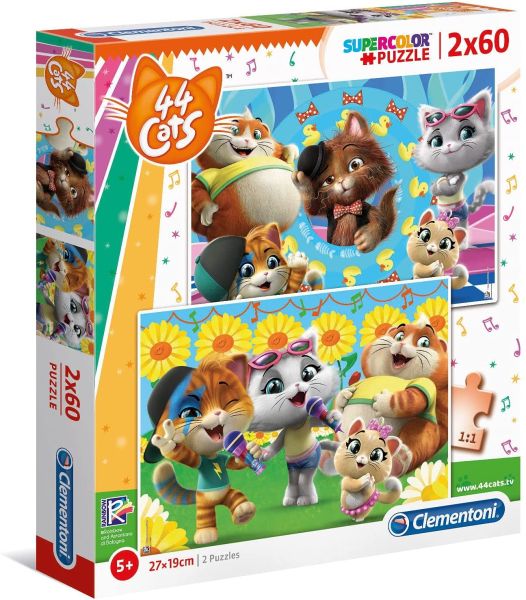 CLE21607 - Puzzle 2x60 Pièces 44 cats - 1