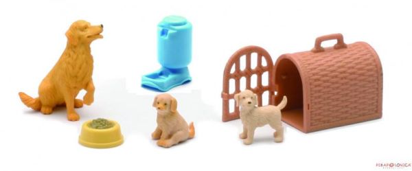 NEW34132D - Coffret avec 1 Chien , 2 Chiots et accessoires - 1
