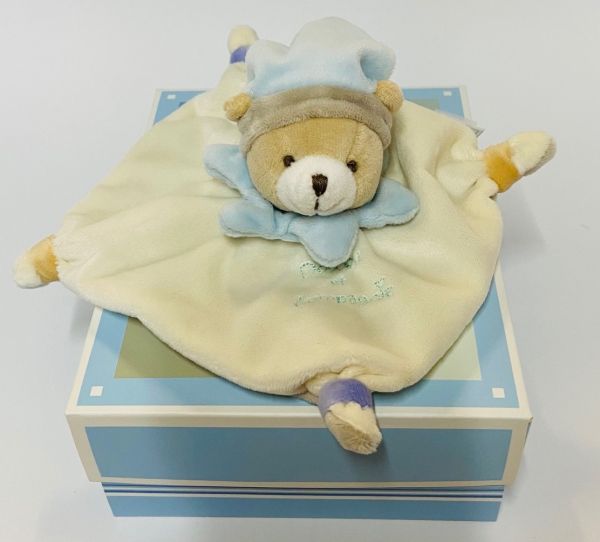 Doudou plat ours Petit chou - Bleu - Doudou et compagnie