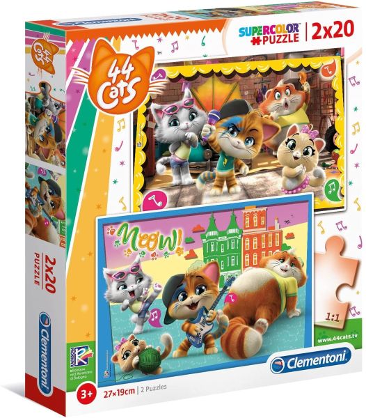 CLE24758 - Puzzle 2x20 Pièces 44 cats - 1