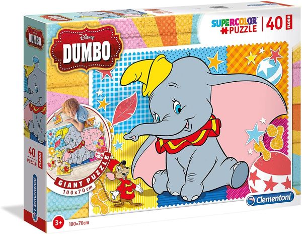 CLE25461 - Puzzle 40 pièces à fabriqué au sol DUMBO – 100x70 cm - 1