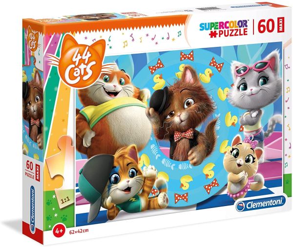 CLE26441 - Puzzle Maxi 60 Pièces 44 CATS – 62x42 cm - 1