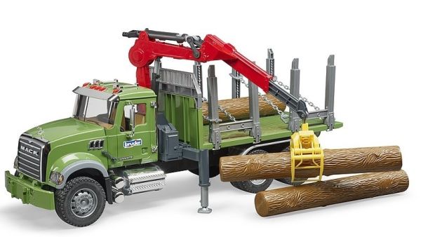 BRU2824 - Camion de transport de bois MACK Granite avec grue et rondins de bois - 1