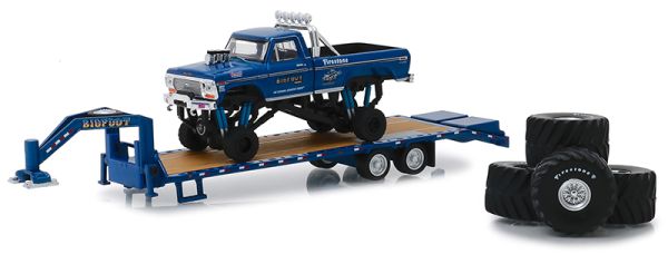 GREEN30054 - FORD F-250 1974 Monster Truck BIGFOOT #1 avec remorque sous blister - 1