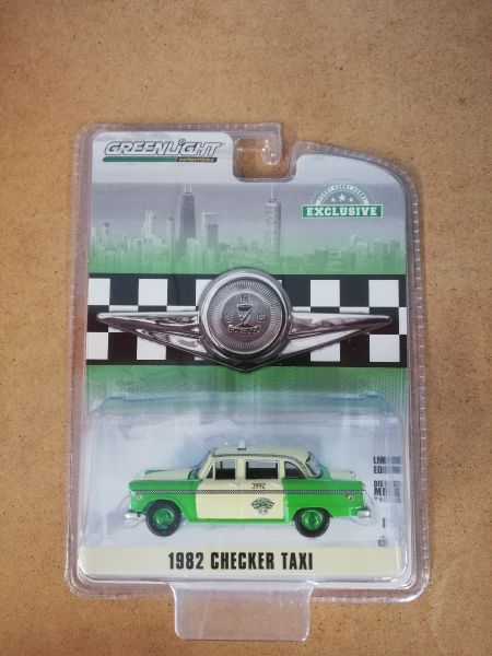 GREEN30208VERT - CHECKER MOTORS MARATHON A11 1982 taxi vert et crème jantes vertes vendue sous blister - 1