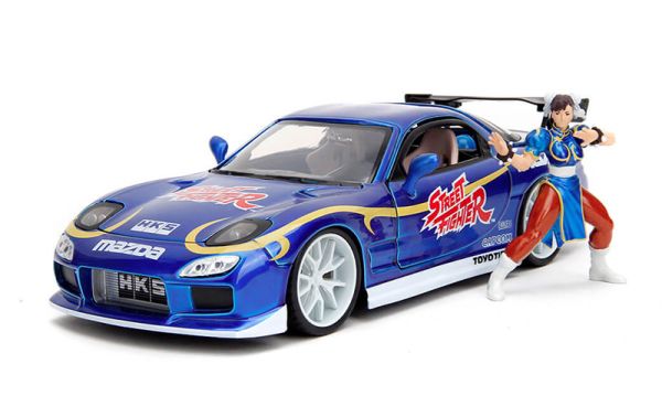 JAD30838 - MAZDA RX-7 avec figurine CHUN-LI Bleu 1993 STREET FIGHTER - 1