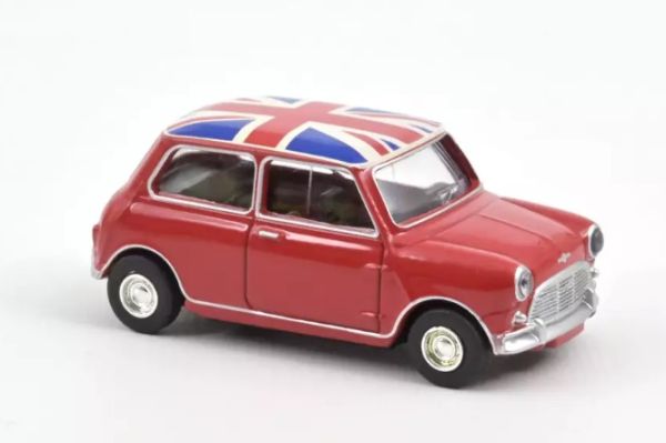 NOREV310521 - MINI COOPER S 1964 rouge tartan avec drapeau sur le toit - 1