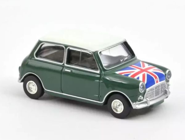 NOREV310524 - MINI COOPER S 1964 Vert amande avec drapeau sur le capot - 1