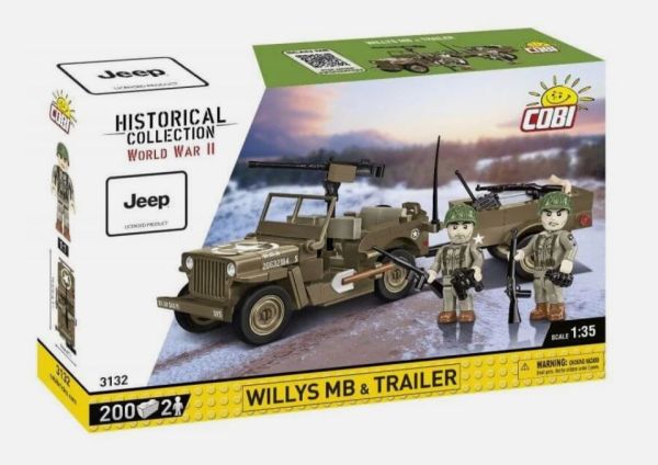 COB3132 - Véhicule militaire JEEP Willys MB avec remorque - 200 Pièces - 1