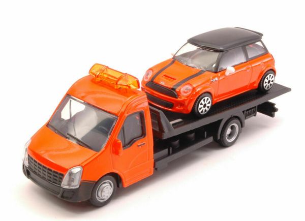 BUR31405 - Camion dépanneuse avec MINI COOPER S orange - 1