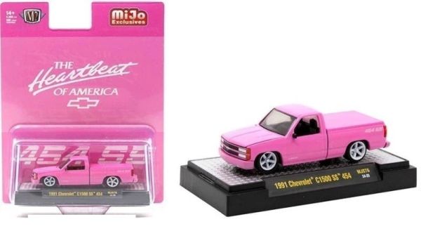 M2M-31500-MJS76 - CHEVROLET C1500 SS 454 1991 rose THE HEARTBEAT OF AMERICA sous blister - 1