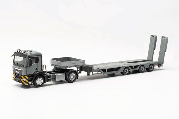 HER316194 - MAN TGS NN 4x2 avec porte-engin 3 essieux gris - 1