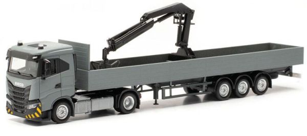 HER316415 - IVECO S-Way ND 4x2 avec remorque et grue de chargement 3 Essieux gris - 1