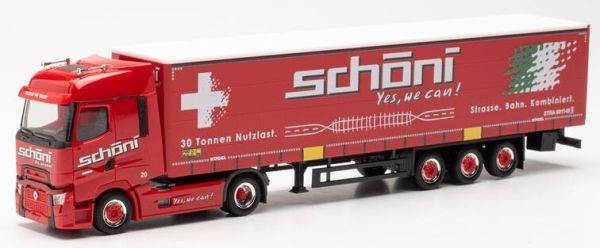 HER316446 - RENAULT 4x2 T G avec remorque 3 essieux SCHONI INTERNATIONAL rouge - 1