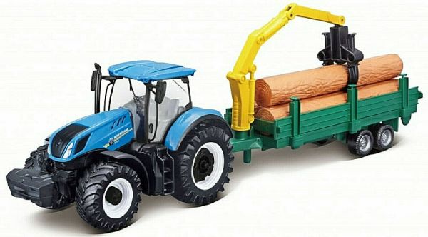 BUR31655 - NEW HOLLAND T7.315  avec remorque forestière - 1