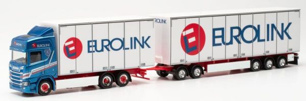 HER316552 - SCANIA 6x2 CR 20 HD avec dolly et remorque 3 essieux EUROLINK bleu - 1