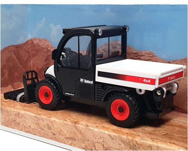 Bburago Bobcat TELEHANDLER 1/50 – Réplique Diecast Blanc Avec Fourchette, Roues Mobiles – Jouet Collection 3 Ans+