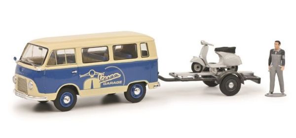 SCH3200 - FORD FK1000 beige avec remorque Vespa et figurine - 1