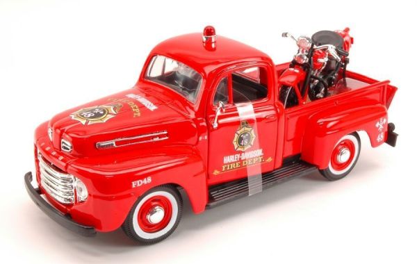 MST32191 - FORD F-1 Pick-up avec moto HARLEY DAVIDSON 1936 Pompier - 1