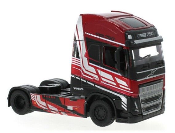BUR32203 - VOLVO FH16 Globetrotter  750 XXL 4x2 rouge argent et noire - 1