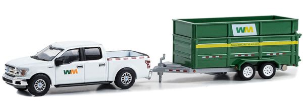 GREEN32290-C - FORD F-150 Supercraw 2018 avec remorque basculante WAST MANAGEMENT de la série Hitch & Tow sous blister - 1