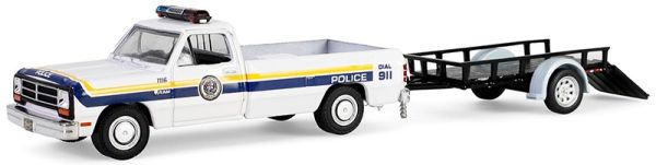 GREEN32315-A - DODGE Ram D-250 1990 Police de Philadelphia avec remorque de la série HOT PURSUIT sous blister - 1