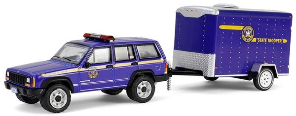 GREEN32315-B - JEEP Cherokee 2001 Police de New York avec remorque de la série HOT PURSUIT sous blister - 1