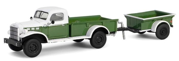 GREEN32320-A - DODGE Power Wagon 1950 avec remorque vert et Blanc de la série HITCH & TOW sous blister - 1