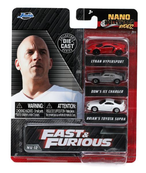 JAD32482 - 3 Véhicules Nano - HYPERSPOT Lykan rouge - ICE  Charger Dom's gris - TOYOTA Supra Brian's blanc - FAST and FURIOUS - 1