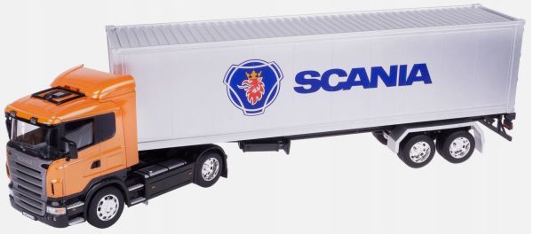 WEL32626 - SCANIA V8 R470 4x2 orange avec porte container 2 Essieux et container - 1