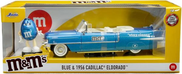 Miniature CADILLAC Eldorado avec figurine M&M's Bleu 1956 JADA