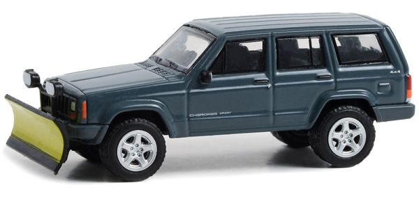 GREEN35260-E - JEEP Cherokee sport 2000 avec chasse neige de la série BLUE COLLAR sous blister - 1