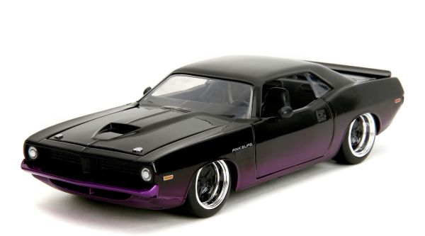 JAD35498 - PLYMOUTH Cuda 1973 noir et violet - PINK SLIPS - 1