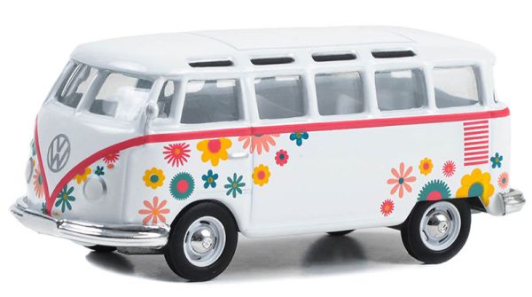 GREEN36080-B - VOLKSWAGEN type 2 samba bus 1964 – Flower power de la série CLUB V-DUB sous blister - 1